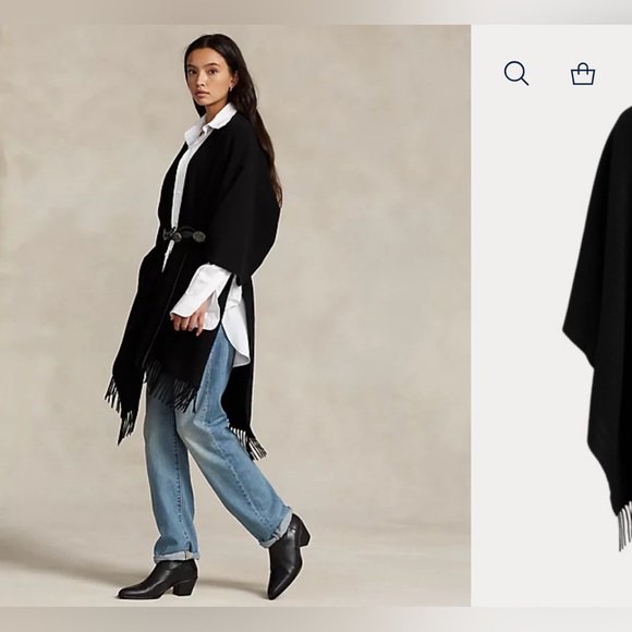 NWT Authentic Moschino Cape in 💯% Lana Merino Extra Fine Wool in Navy - Picture 5 of 10